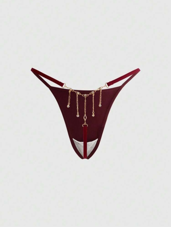 Desy 1Pc Dark Gothic Metal Chain Rhinestone Women's Thong